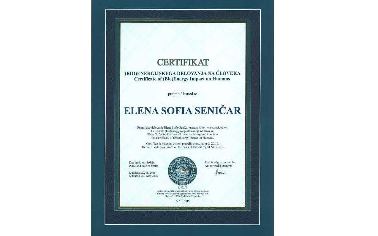 energetska terapija - certifikat